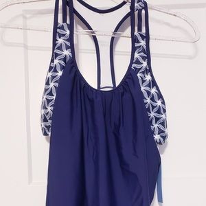 Swimming suit. Dark blue and white color. Size M.